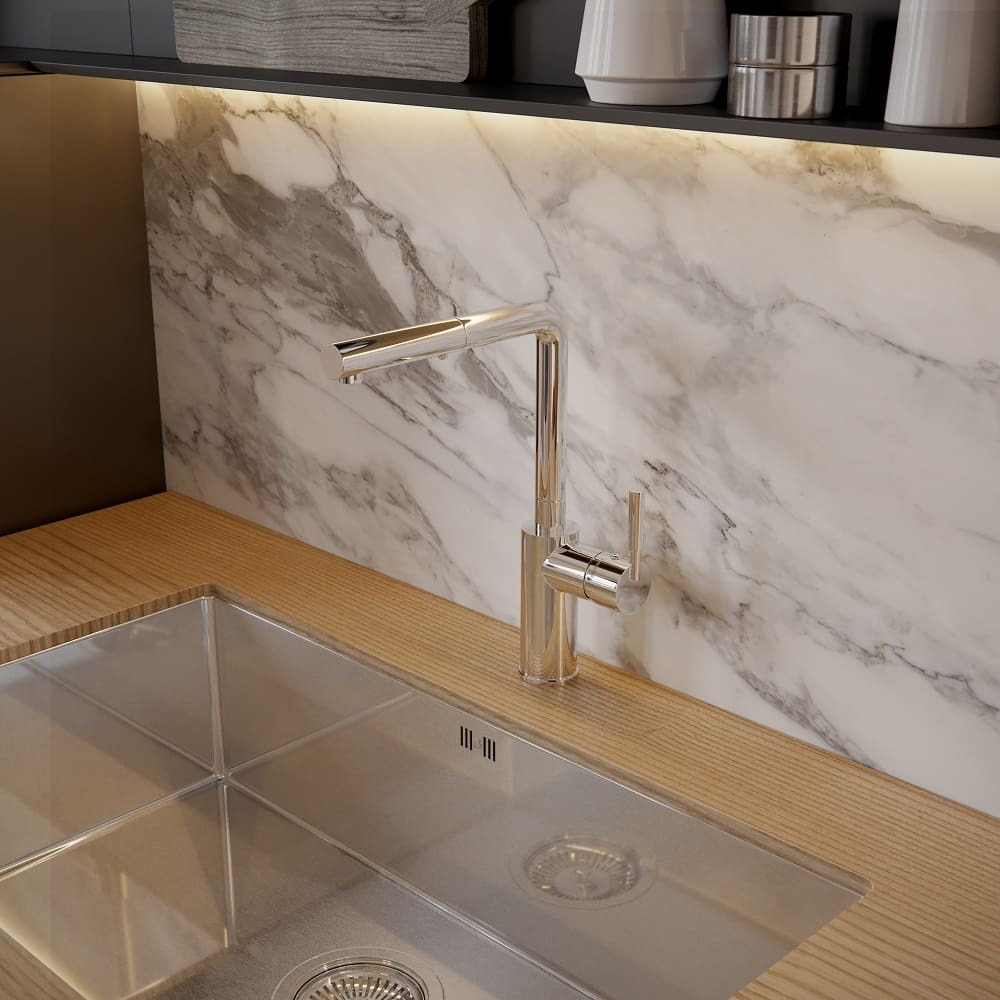 СНЯТ Смеситель для кухни с выдвижной лейкой ATICA 751901H1