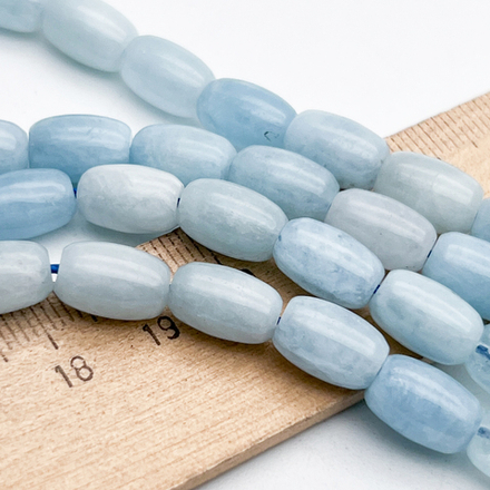 Аквамарин бусины, бочонок, размер около 11*7 мм, цена за 8 шт (1/4 нити)