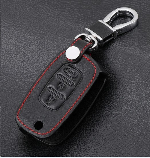 Чехол на ключ /2180 Lada Vesta, XRAY/ PREMIUM выкидной, кожа, карабин/кольцо (P.R.C.)