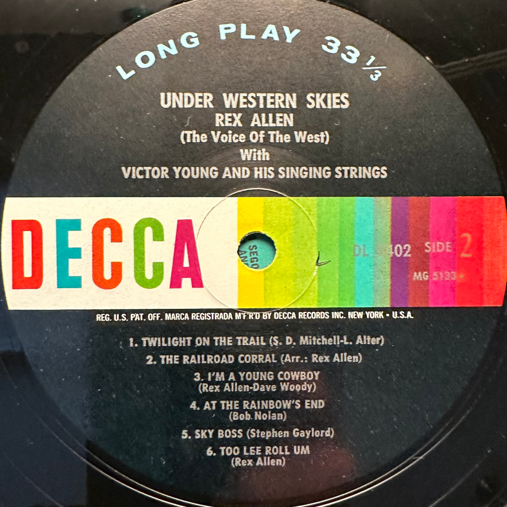 Rex Allen With Victor Young And His Singing Strings - Under Western Skies (США 1960г.)