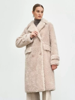 Шуба из шерсти мериноса чебурашка, светло-розовая, SilverFox