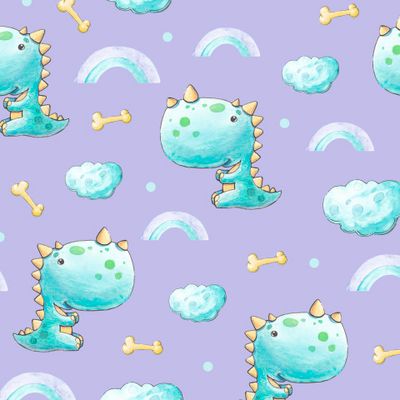 Милый динозавр. Акварельный принт.