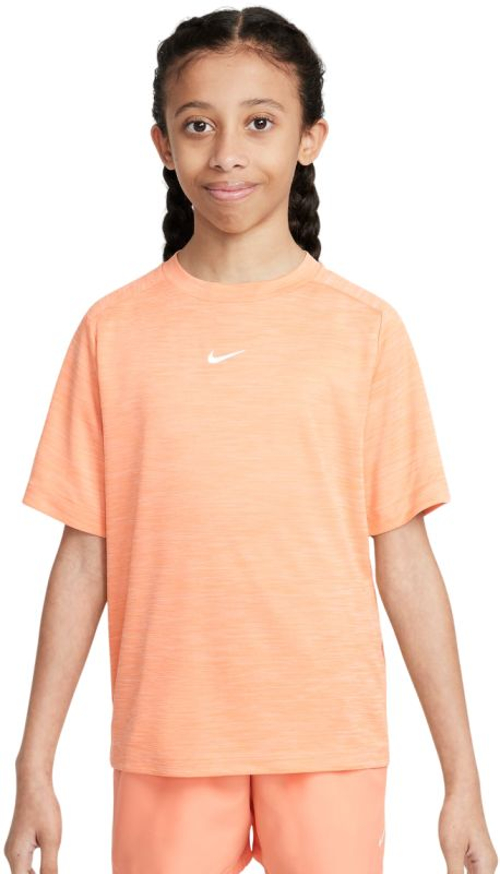 Детская теннисная футболка Nike Boys Multi Dri-FIT Short-Sleeve Top - apricot agate/washed coral/white