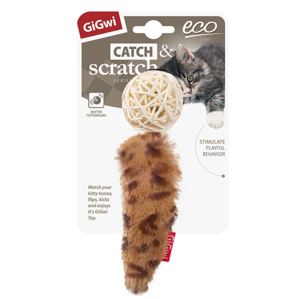 Gigwi CATCH &amp; SCRATCH ECO  Игрушка для кошек Плетеный мячик с кошачьей мятой 13см