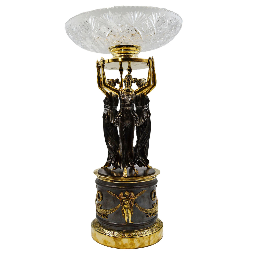 Три грации. Ваза. Хрусталь, латунь, бронза. Россия. 1990–2000-е.