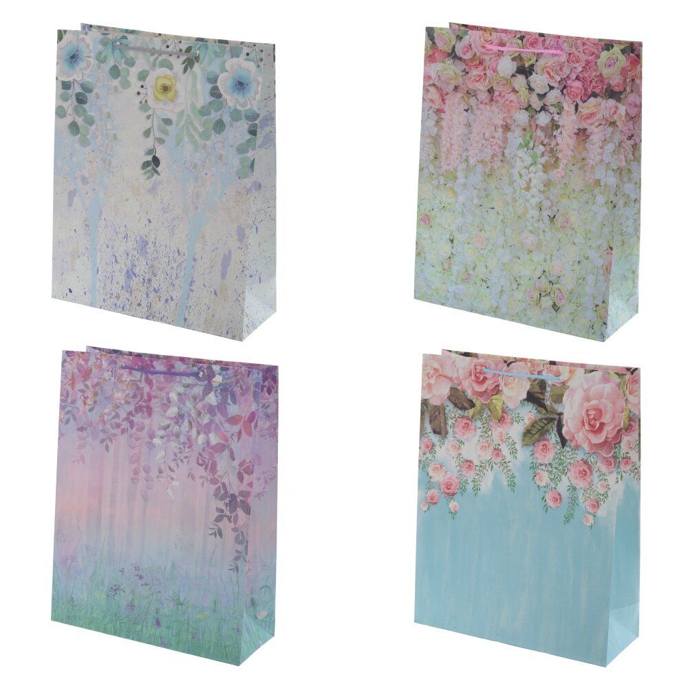 GAEM Пакет подарочный M (бумага, плотность 210г/м2, блок микс 12шт), L26 W10 H32 см, 4в.