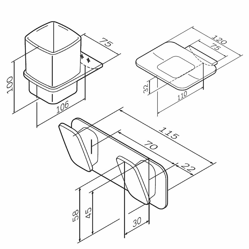 Набор аксессуаров для ванной AM.PM Inspire V2.0 AK50B0703W Хром