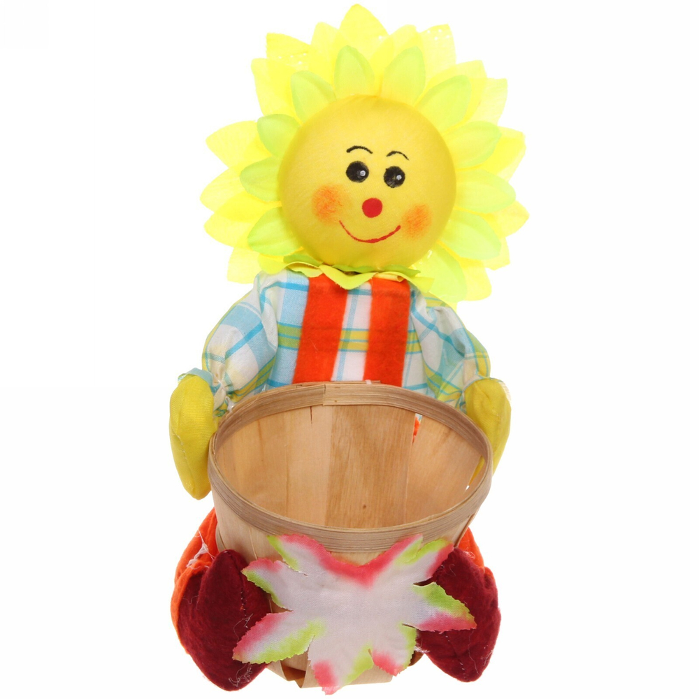 Кашпо плетеное с фигурой d-11см «Подсолнух» 23см ДоброСад