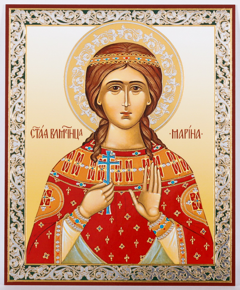 Икона оргалит 11х13 дв/тис Марина Антиохийская, вмц. (2)