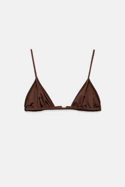 ZARA ОДНОТОННЫЙ ТОП-БИКИНИ, КОРИЧНЕВЫЙ