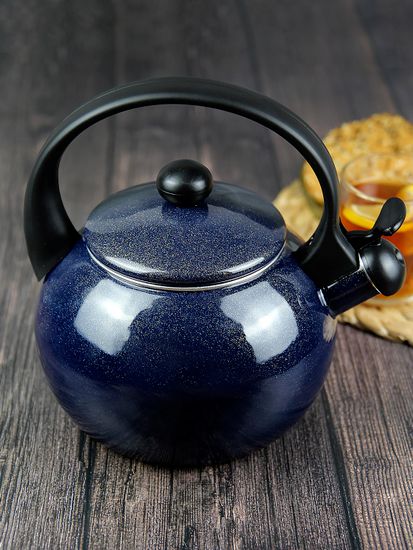 Чайник 2,2 л. эмалированный со свистком Kamille KM 1038B с черной бакелитовой ручкой