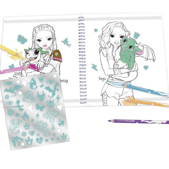 TOPModel Colouring Book With Sequins DRAGON LOVE
