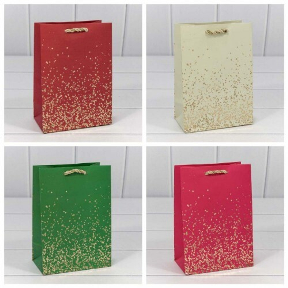 Пакет подарочный 14 х 20 х 8 см Набор 4 шт "Золотые вкрапления" (Микс)