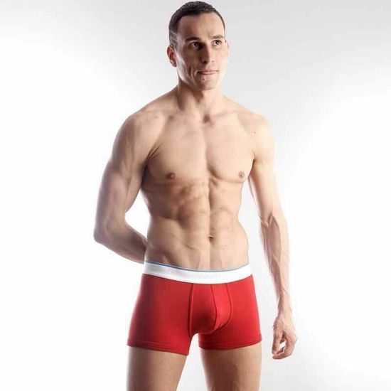 Мужские трусы боксеры Calvin Klein Tech Cool Cotton Red с синей окантовкой