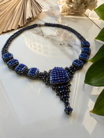 Колье из бисера "Ника" ручной работы с камнем Лазурит