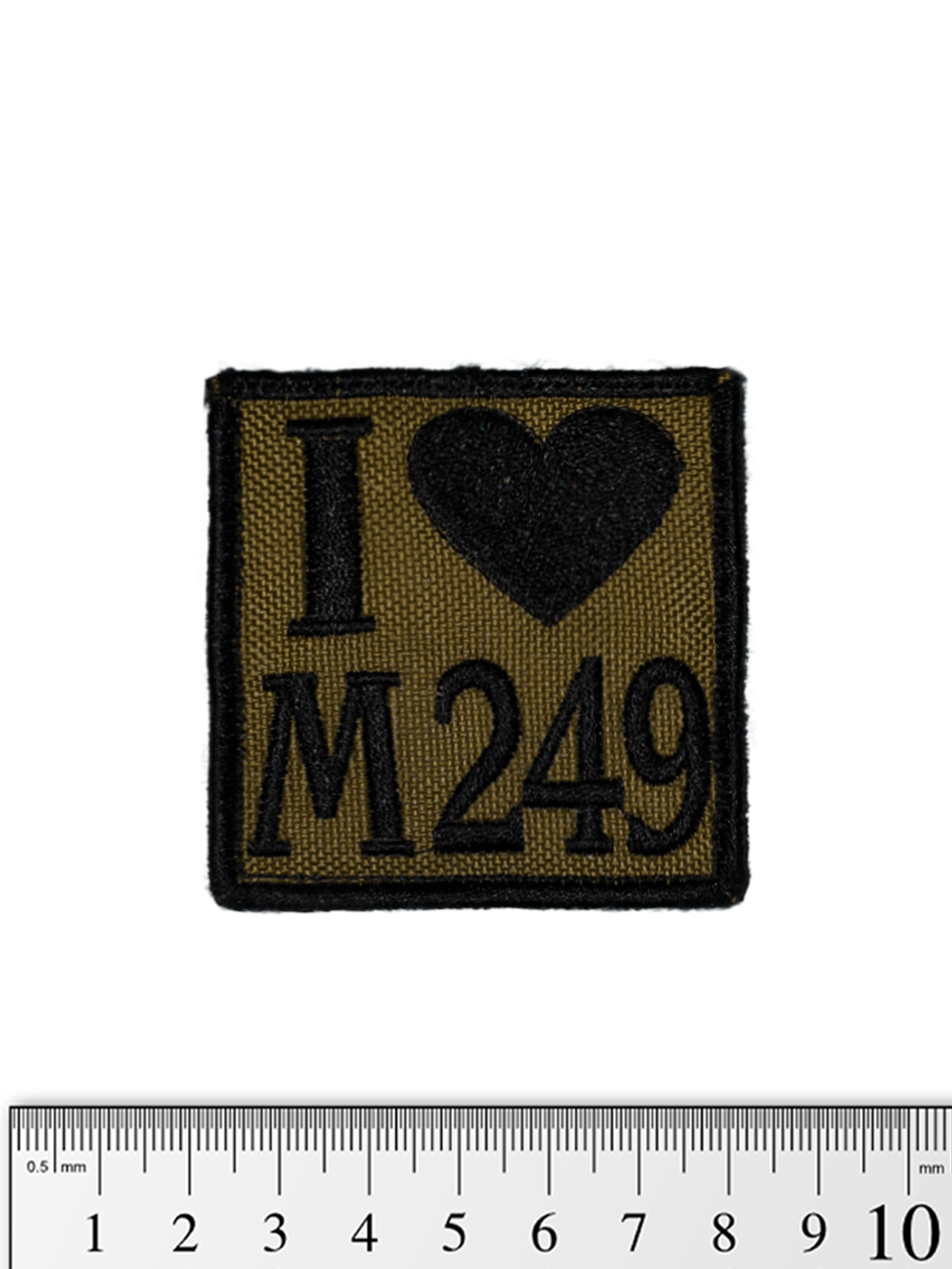 Шеврон I Love M249 вышивка. Олива