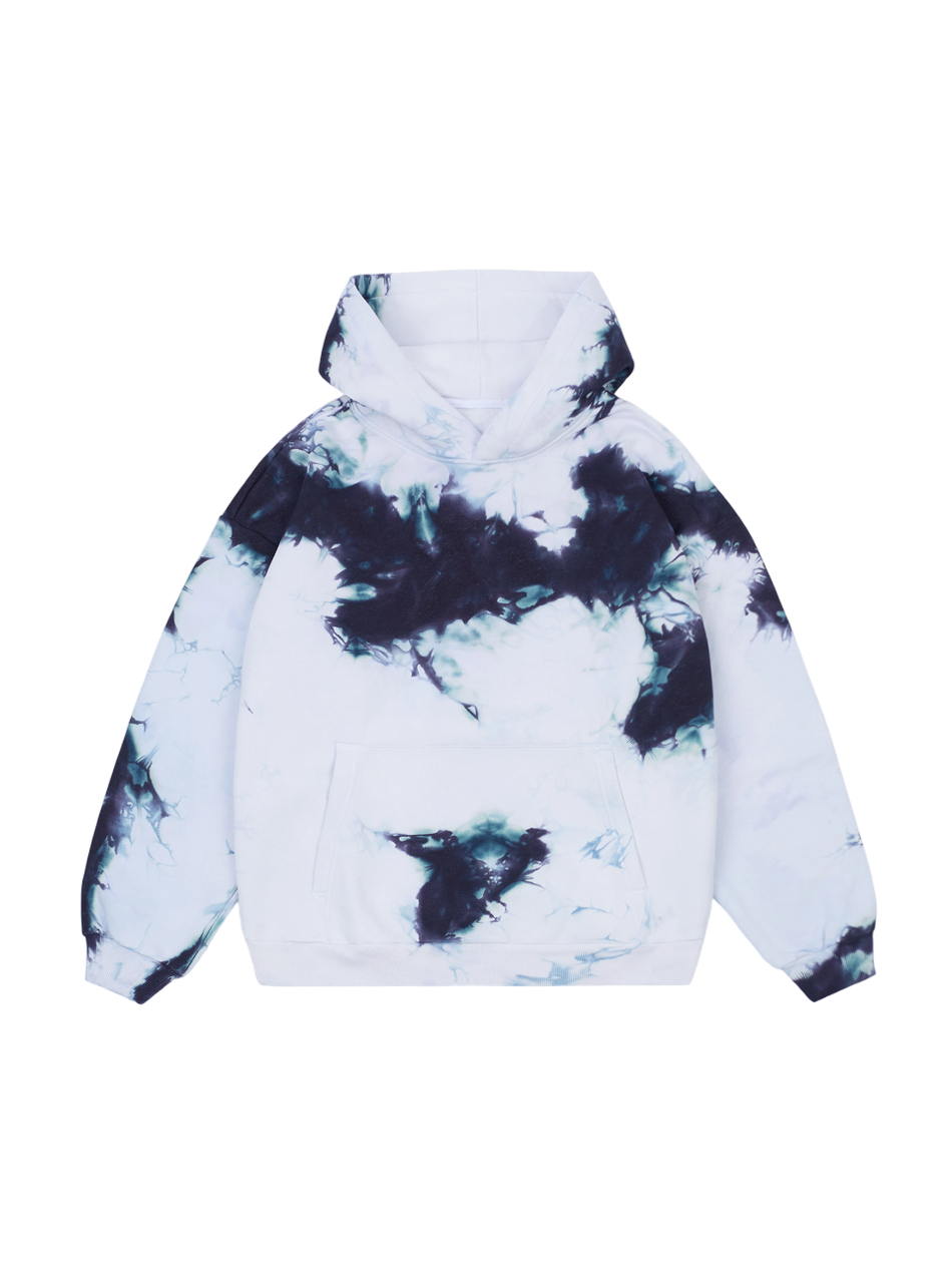 Крашеный худи Tie Dye (белый фирн) 320 г