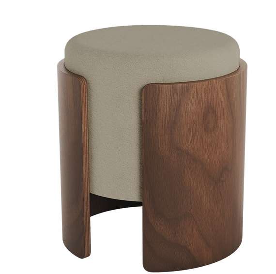 Пуф Lagom (светло-бежевый FiberGuard, орех)