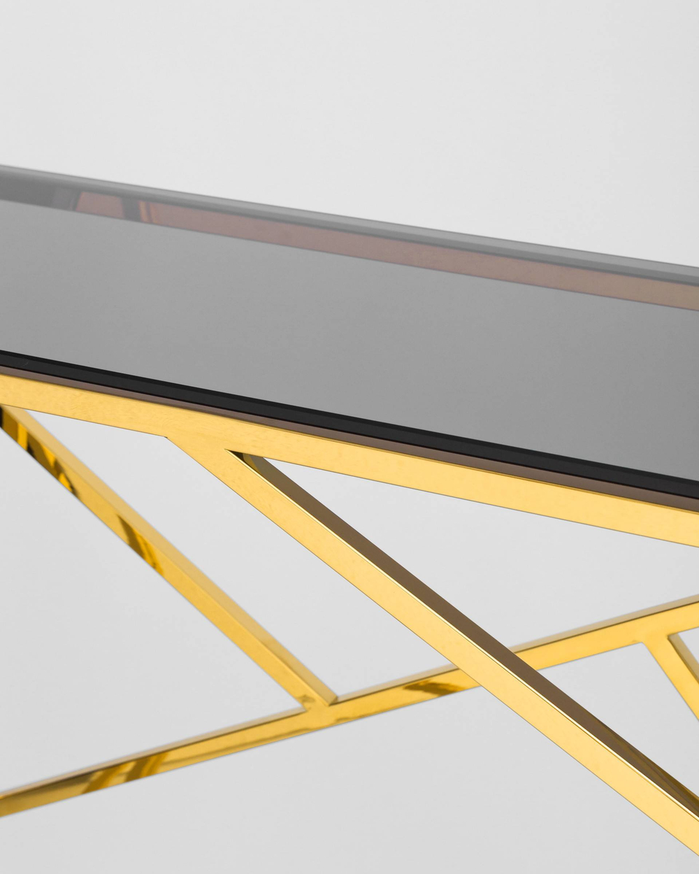 Консоль АРТ ДЕКО 115*30 золото стекло smoke