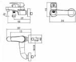 LM4334C SHIFT Смеситель для ванны с коротким изливом, дивертор с керамическими пластинами, хром
