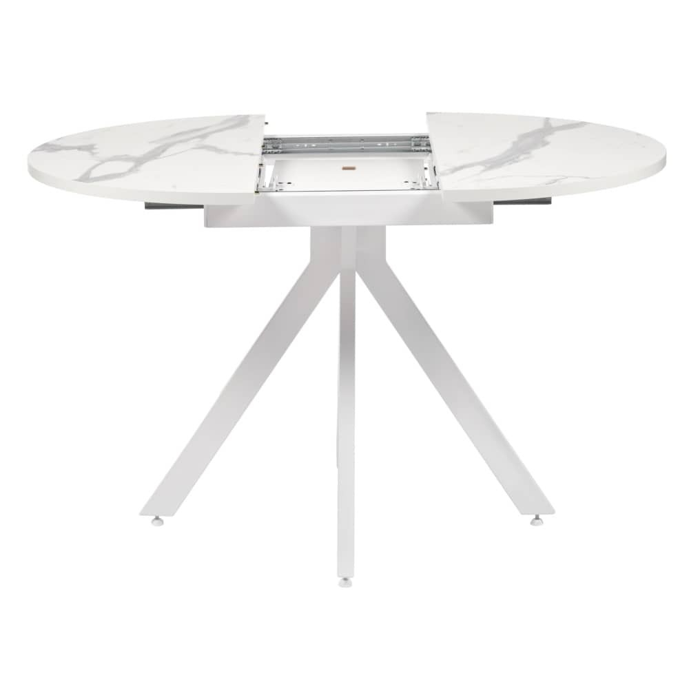 Стол Rudolf круглый раскладной 90-120x90x75см, белый мрамор, белый