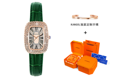 KANGOL Quartz Movement Genuine Leather Strap Watch Women"s Watch Gold Dial