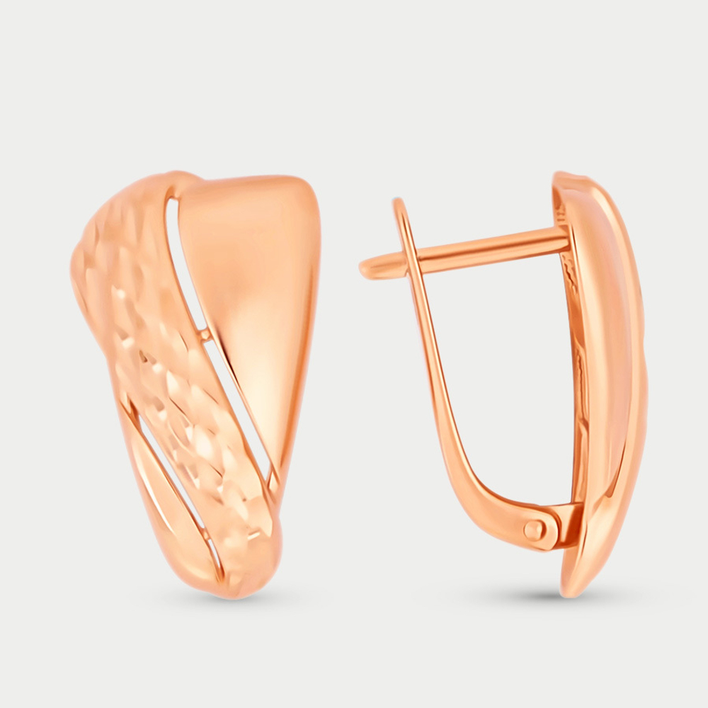 Серьги женские без вставок из розового золота 585 пробы (арт. 013332-1010)