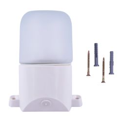 UWL-K02R 60W-E27 IP65 WHITE Светильник влагозащищенный под лампу Е27. наклонный. для бань и саун. до +125С. Цвет корпуса белый. ТМ Uniel