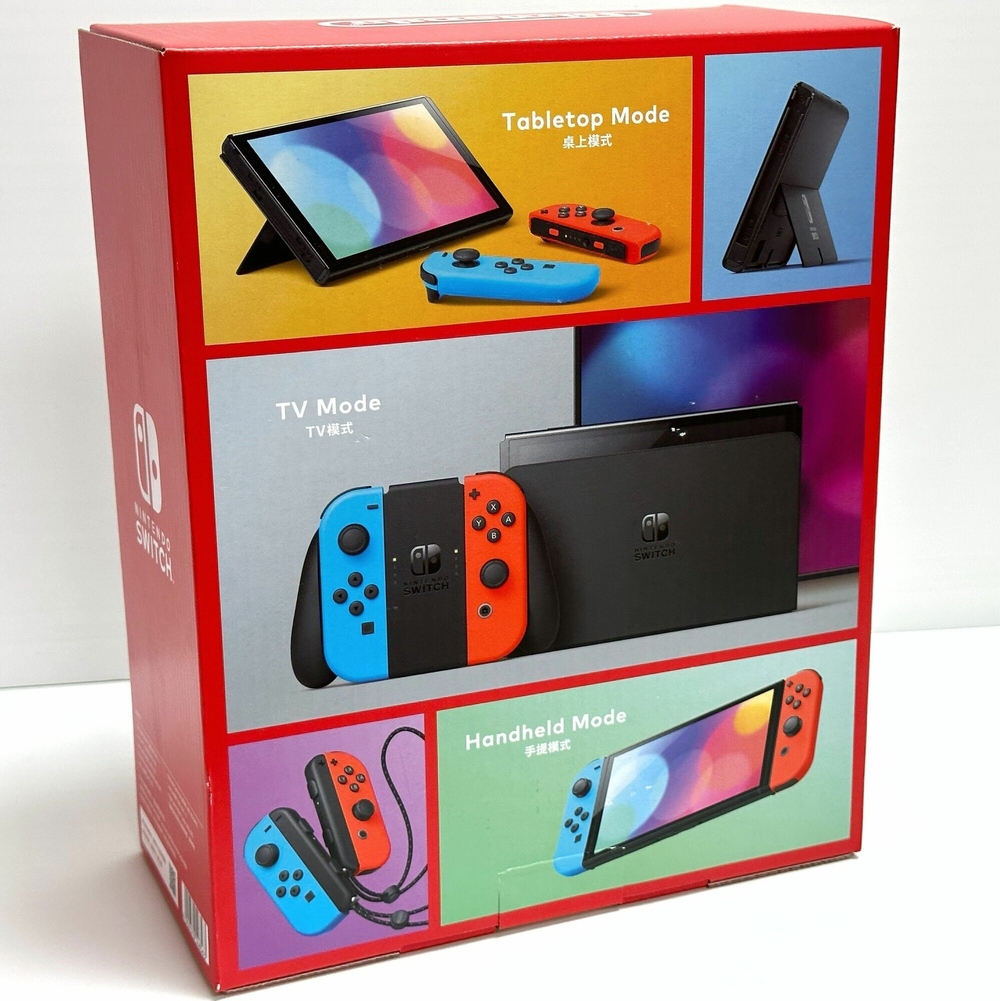 Игровая приставка Nintendo Switch OLED 64 ГБ, без игр, неоновый синий/неоновый красный