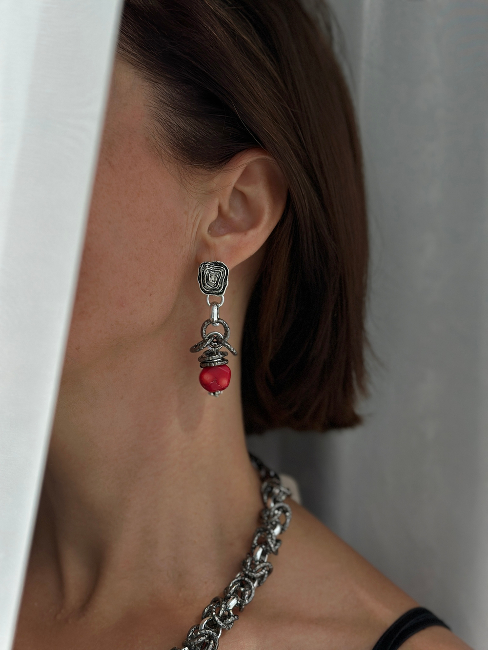 HMG 1131 Коралл Серьги Византия