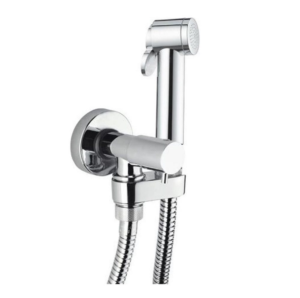 Bossini Paloma Stop Valve гигиенический комплект: запорный вентиль держатель для душа, душ с кнопкой подачи воды, шланг 1250 мм, цвет хром