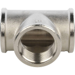 Тройник с внутренней резьбой STOUT SFT 0020 - 1" (для стальных труб, латунь никелированная)