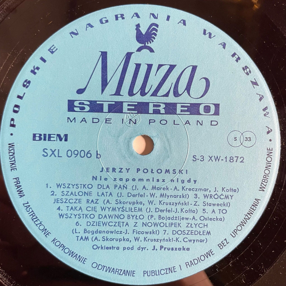 Винтажная виниловая пластинка LP Jerzy Polomski Nie Zapomnisz Nigdy (Польша 1972)