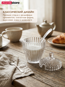 Баночка для мёда, варенья, сахара 180 мл. с крышкой и ложкой