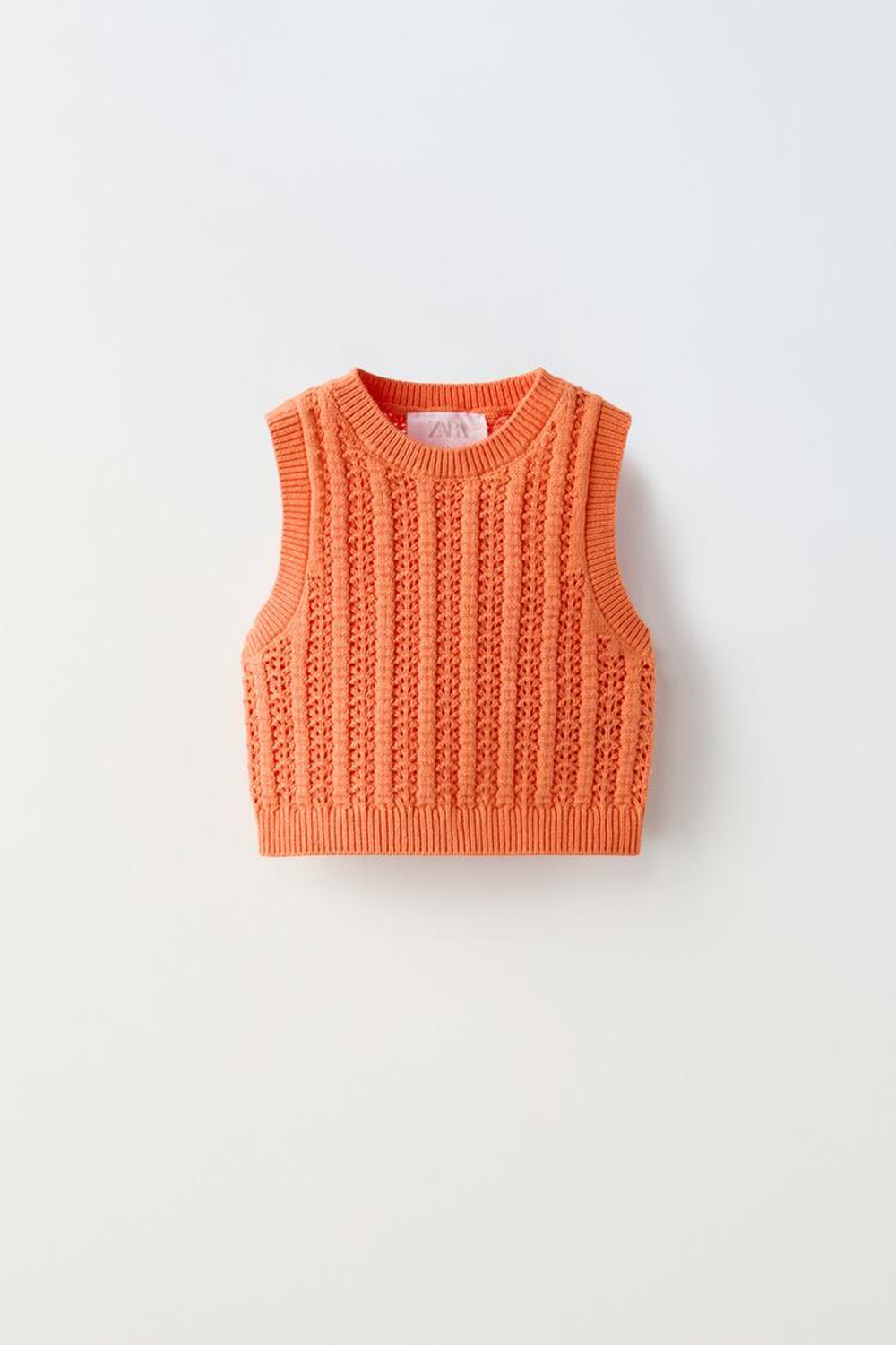 ZARA ТОП ИЗ КРУЖЕВА КРОШЕ, ОРАНЖЕВЫЙ