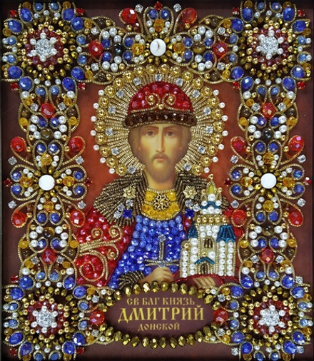 Ткань с нанесенной авторской схемой Святой Дмитрий Донской (+трунцал)