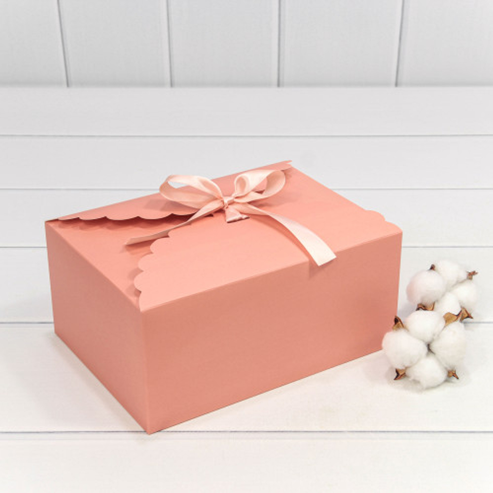 Коробка сборная 22х16х10 см с атласной лентой (Пудровый)