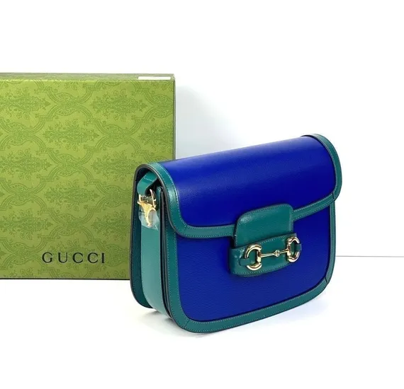 Маленькая сумка на плечо Gucci Horsebit 1955 бирюзовый/синий