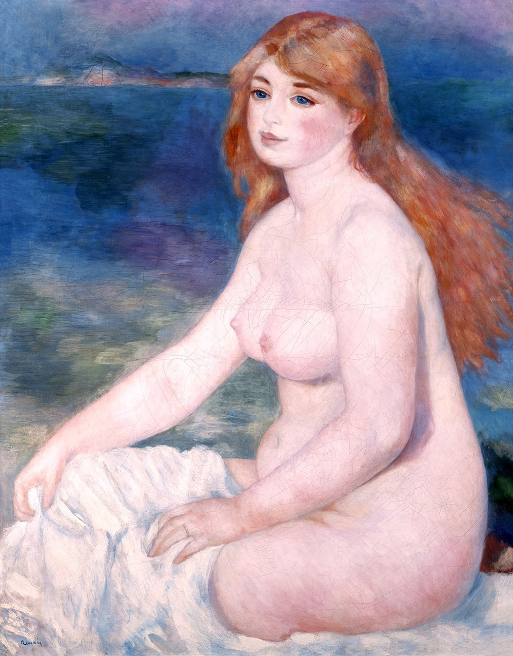 Пьер Огюст Ренуар. 1882. Купальщица (Светловолосая купальщица II) (Bather (Baigneuse blonde II)). 90 х 63. Холст, масло. Частное собрание.