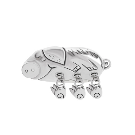 "Марфа"  брошь в серебряном покрытии из коллекции "Хрюши" от Jenavi с замком булавка