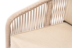 "Канны" кресло плетеное из роупа, основание дуб, роуп бежевый круглый, ткань бежевая 15052