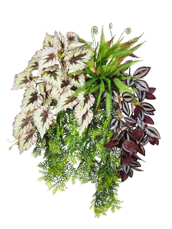 Искусственная зелень в деревянном настенном кашпо