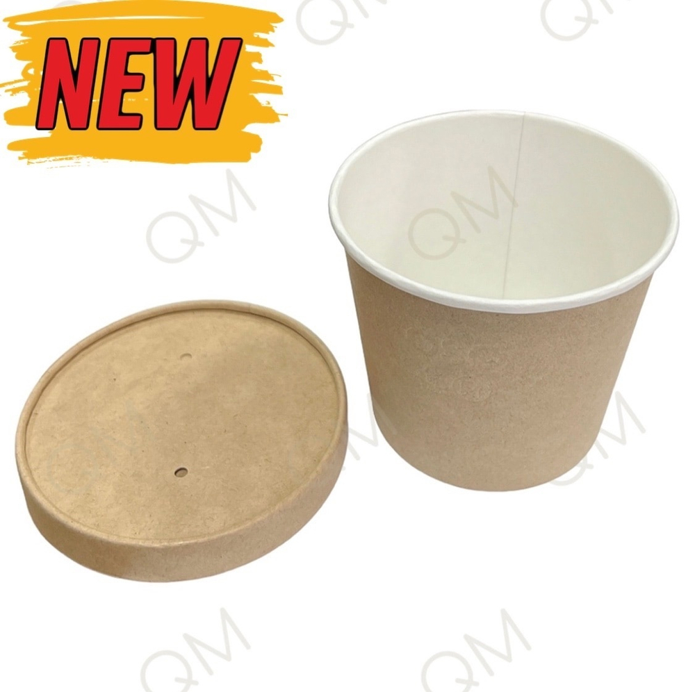 Круглый контейнер с крафт крышкой OSQ Round Bowl 400 (30шт/упак)