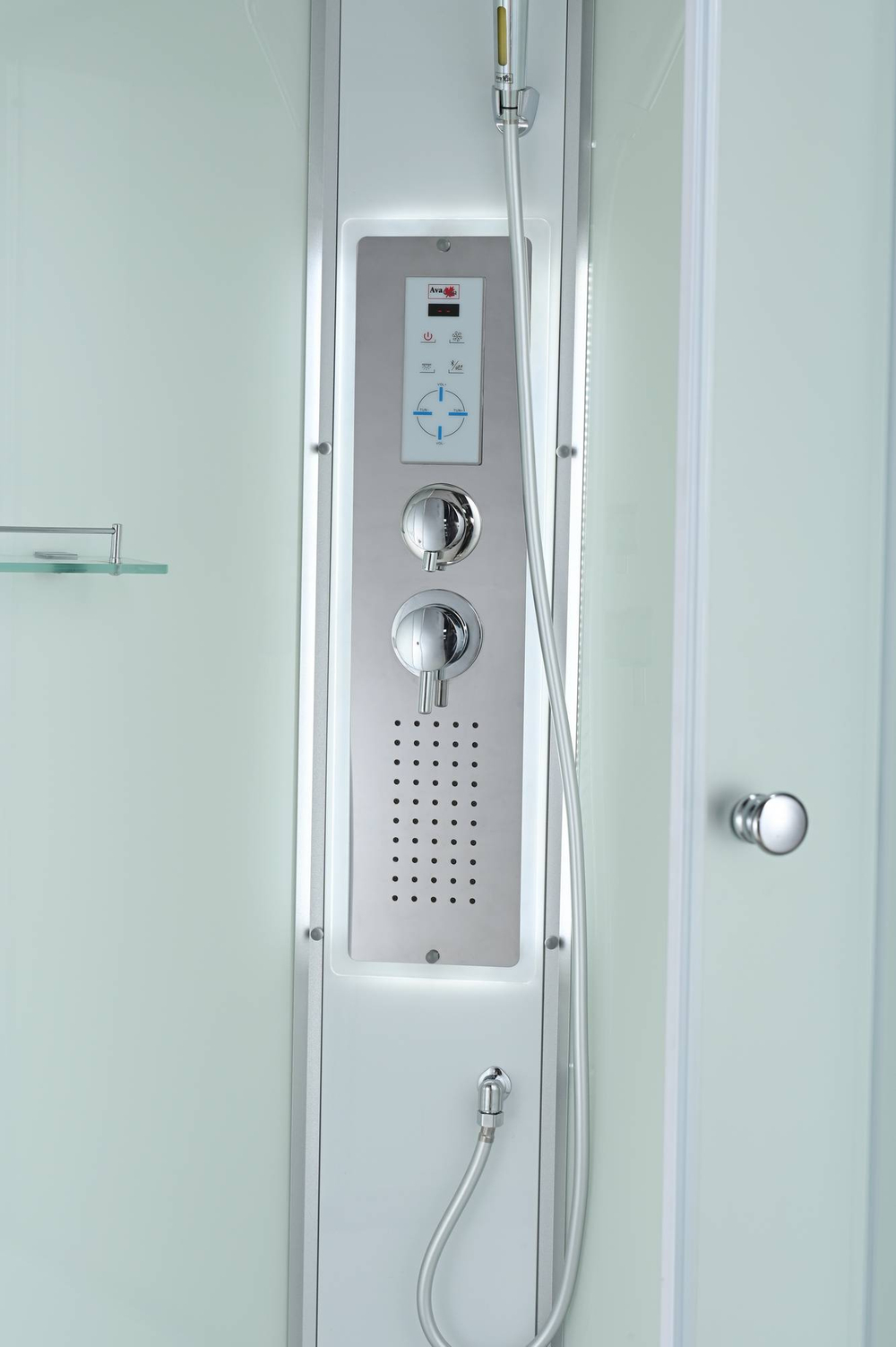 Душевая кабина AvaCan (АваКан) C5080 LED с высоким поддоном, с ГМ, с электрикой и LED освещением, 80х80х215