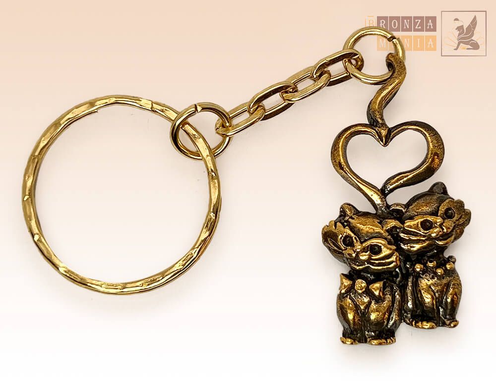 брелок Кот и кошка сердце