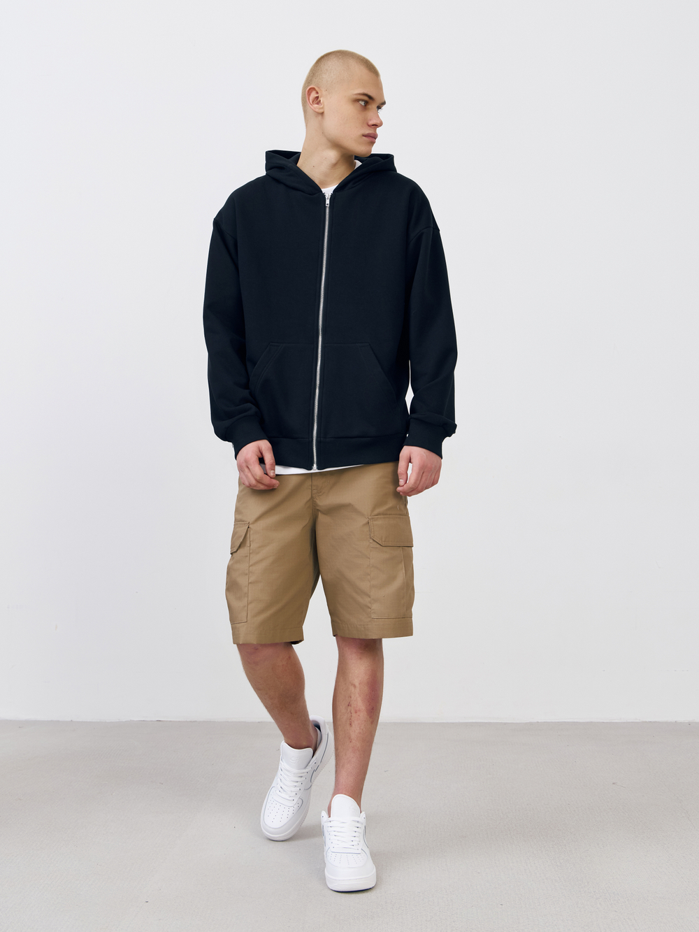 Худи зип с начесом (черный)