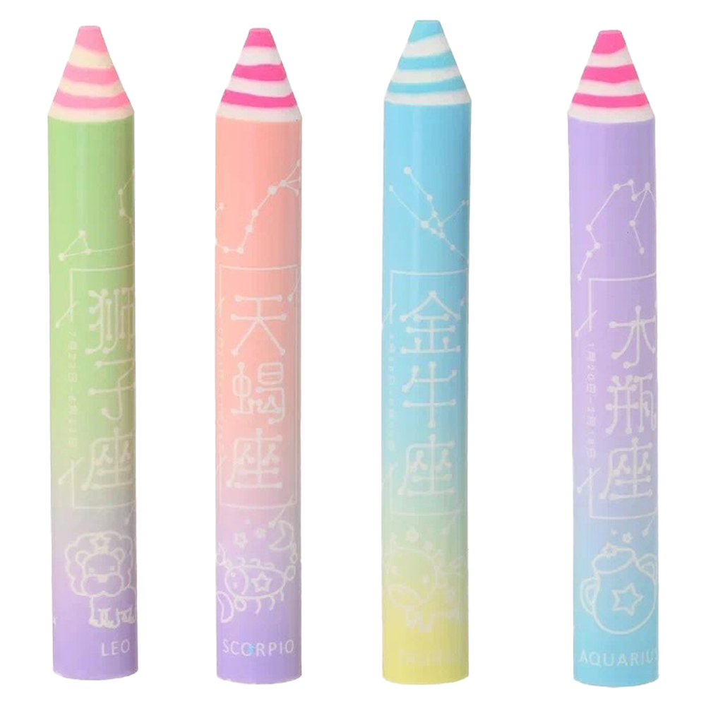 Детские ластики-карандаши 13,5 см длиной 2 штуки с изображением созвездия, MC-Basir, стерка в форме толстого карандаша для школы, мягкость 0.5