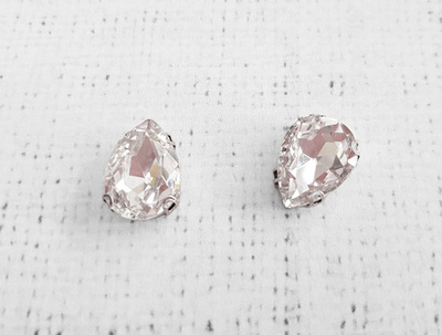 Стразы пришивные стекло в оправе, р. 1,3*1 см, прозрачный