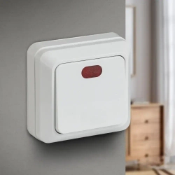 Выключатель Intro Quadro 2-102-01 одноклавишный с подсветкой 10А-250В IP20 ОУ белый