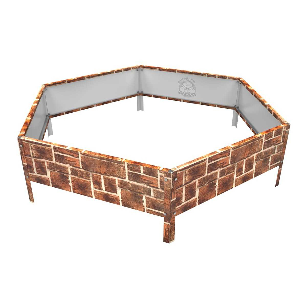 Клумба многоугольная оцинкованная с ножками 1 ярус Кирпич